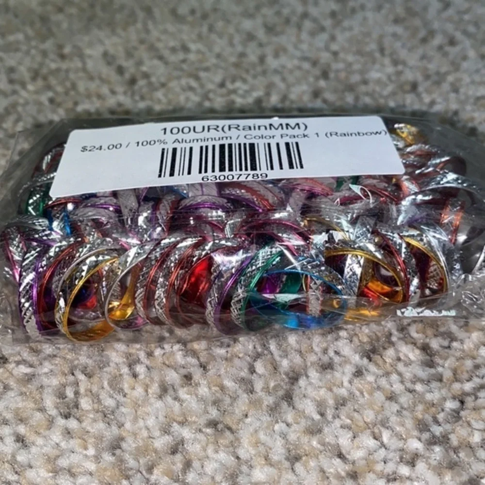 NEW Fine Fashion Unisex Lightweight Aluminum 100 Piece Rings (Rainbow Assorted)